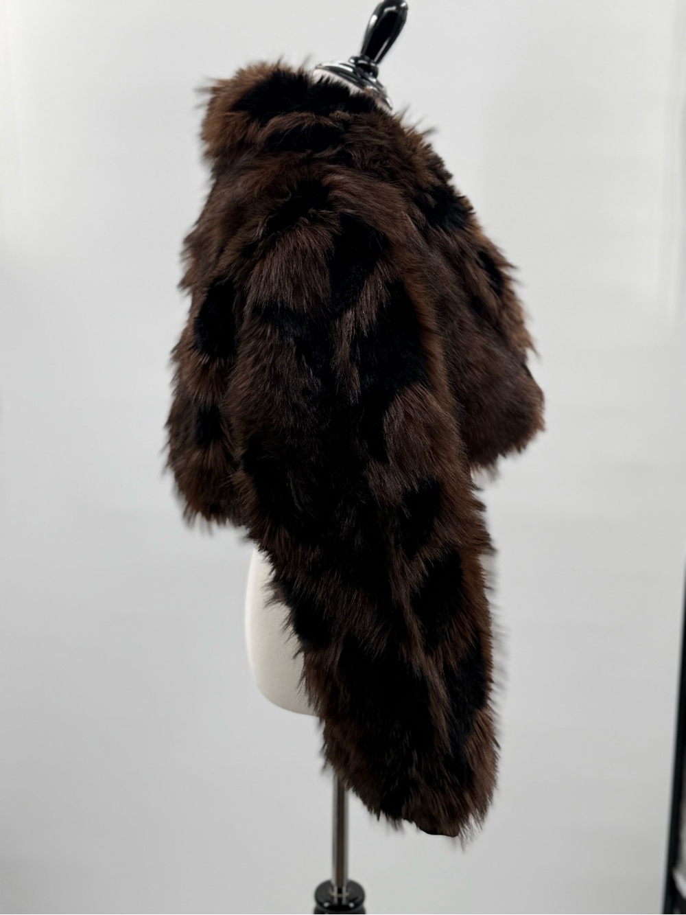 Azalea Wang Nightlife Brown Multi Faux Fur Cropped Jacket Coat Large - Picture 6 of 11